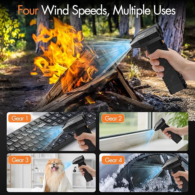 Electric Air Duster,180000RPM Dual Air Outlet Compressed Air Duster Turbo Fan(10000mAh),Multipurpose Jet Fan,High-Speed Air Blower with 4 Gear,Electric Air Blower Duster with Assist Lighting