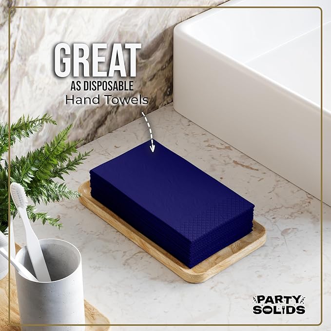Navy Dinner Napkins Disposable 8" x 4" Folded - 40 Pcs 2 Ply Navy Napkins Disposable Paper Guest Towels for Bathrooms, Dinners, Everyday Parties & Party Supplies