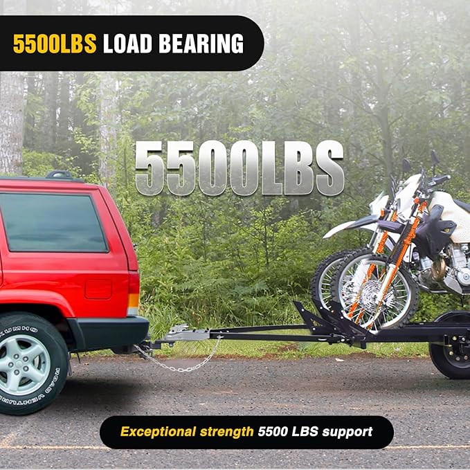 Nilight Tow Bar with Safety Chains, Coupler Fits 2-Inch Hitch Ball, 5500 lbs Towing Capacity, 41-in Opening Width, Bumper-Mounted Universal Towing Bar for RV, Car, Trailer, Truck, Alloy Steel