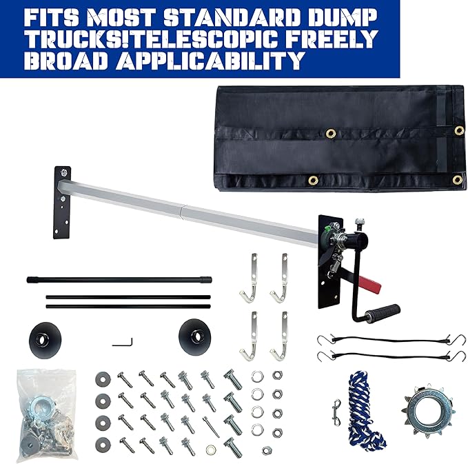 Heavy-Duty Dump Truck Tarp Kit, with Rear Anti-Sail Bow Set (with 7'x18' PVC Mesh Tarp)