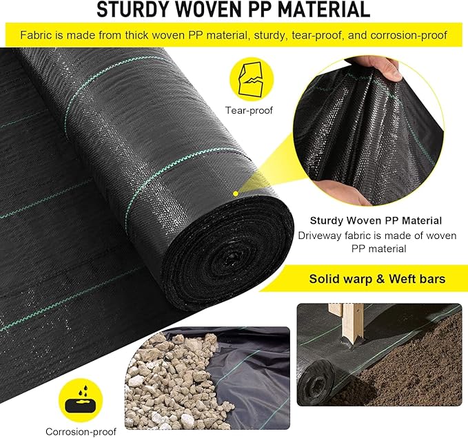 Driveway Fabric, 13x200 ft Road Fabric Commercial Weed Barrier Fabric, Landscape Fabric Heavy Duty 3.5OZ French Drain Fabric for Erosion Control,Landscape Fabric,Weed Barrier,Construction Projects