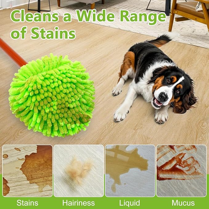 6 Pack Mop Replace Heads Mop Heads Replacements for O-Cedar RinseClean 2-Tank Spin Mop System,Chenille&Microfiber Mop Head Refills for Multi-Surface Floor Dry/Wet Use,Reusable and Washable,Green
