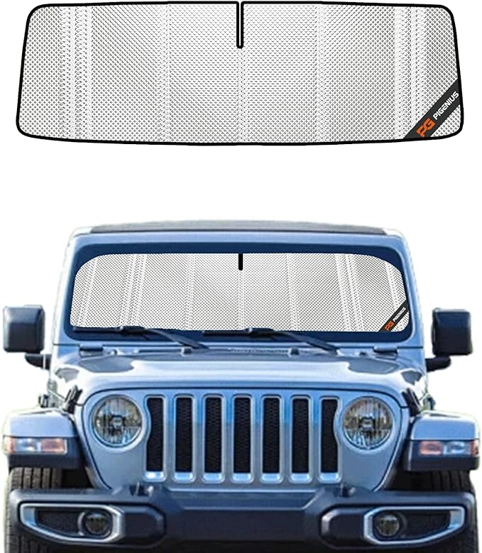 Windshield Sun Shade for Jeep Wrangler 2011-2017; Jeep Wrangler JK 2018. Full Coverage Rearview Mirror Shade for Ultimate Protection