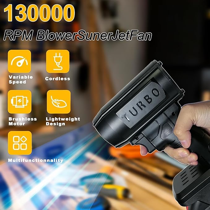 Electric Cordless Leaf Blower, 150,000 RPM Turbo, 200 Mph, High-Power Blower, Portable Handheld Leaf Blower for Patio Cleaning, Lawn Care, Blowing Leaves (for Makita)