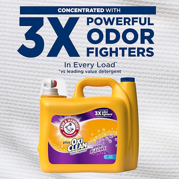 Arm & Hammer Plus OxiClean Odor Blasters Fresh Burst, 160 Loads Liquid Laundry Detergent, 208 Fl oz