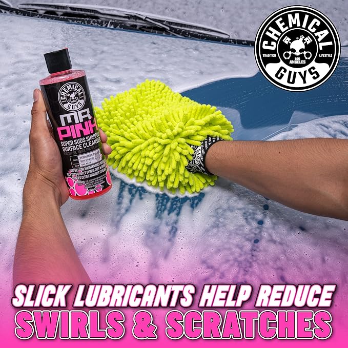 Chemical Guys Mr. Pink Foaming Car Wash Soap, High-Suds pH-Balanced Car Shampoo, Safe for Wax & Sealants, Works with Foam Cannons & Bucket Wash, Safe on All Paint Finishes, 16 oz, Candy Scent