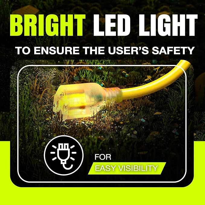 75ft Outdoor/Indoor Extension Cord 10/3 Gauge Ultra Heavy Duty 3 Prong SJTW, Waterproof, Flexible Cold-Resistant Long Power Cord,15A 125V 1875W, Yellow by LifeSupplyUSA