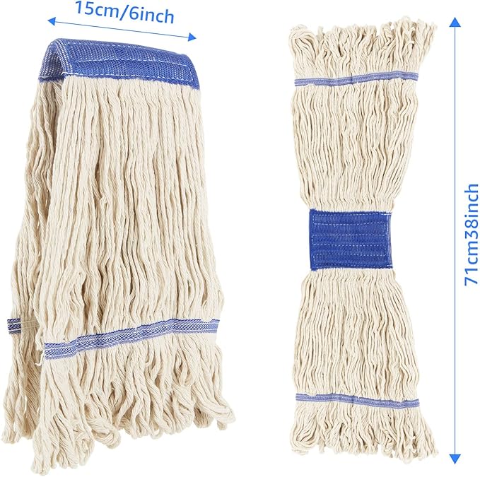 CertBuy 6 Pack Mop Head Replacement, Mop Heads Commercial Replacement Heavy Duty String Mop Refills Mop Head Replacement for Home Industrial and Commercial Use Cleaning (White)