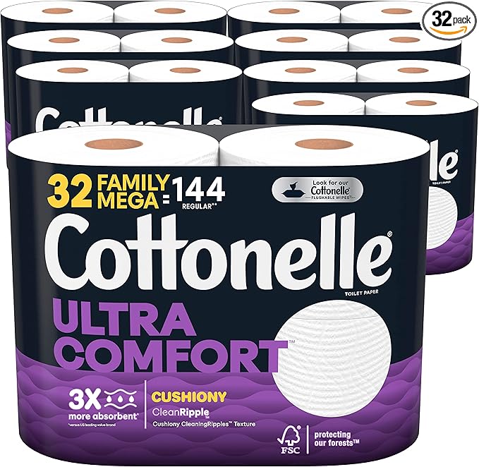 Cottonelle Ultra ComfortCare Soft Toilet Paper 32 Family Mega Rolls