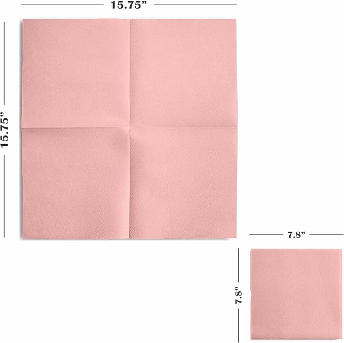Linen-Feel Colored Paper Napkins - Decortive Cloth-Like PINK Luncheon Napkins - Soft And Absorbent. For Kitchen, Party, Wedding, Dinner Or Any Occasion. (Pack of 50)