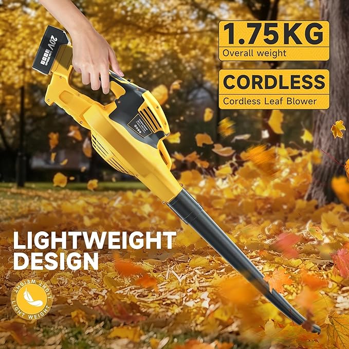 Leaf Blower Cordless, 20V Electric Cordless Leaf Blower with 2 Battery and 2 Fast Charger, Powerful Battery Blower for Lawn Care, Leaves, Dust and Patio