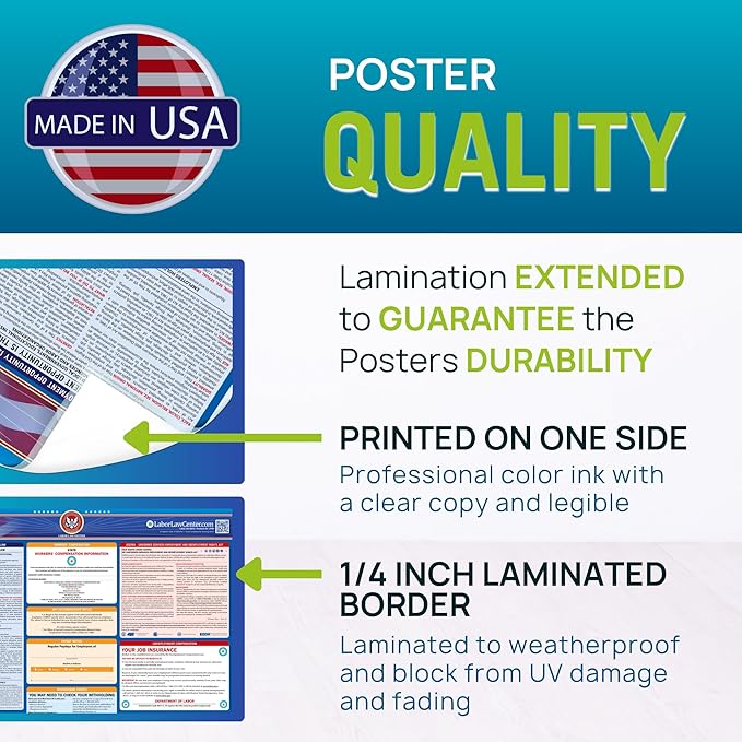 2026 Ohio Labor Law Poster – State & Federal Compliance in Spanish – OSHA, EEOC, FMLA, Minimum Wage – Durable, Laminated & Waterproof Workplace Employment Poster – Made in USA – 26” x 39.5”