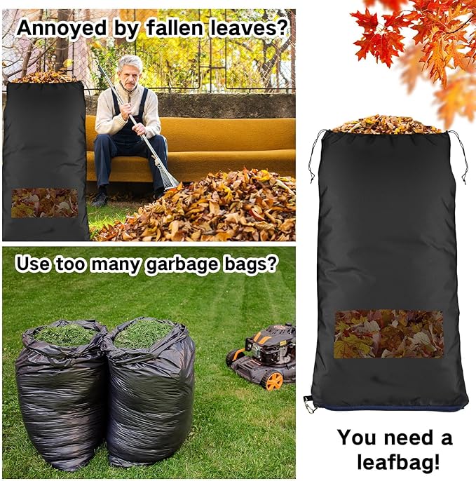 Patelai 2 Pcs 2025 New Lawn Tractor Leaf Bag 420d Grass Catcher Bag for Riding Lawn Mower, 78.7 x 52 Inch Large Capacity Grass Catcher for Leaf Collection Heavy Duty Material Collection(Black)