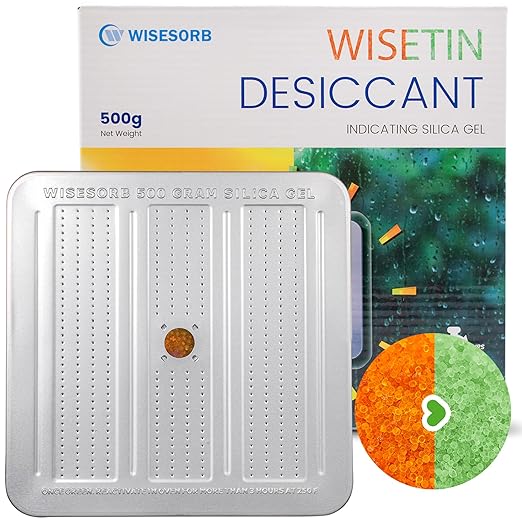 1 Pack 500 Gram Desiccant Canister, Indicating & Rechargeable Gun Safe Dehumidifier, Portable Desiccant Canister, Silica Gel Moisture Absorber for Storage