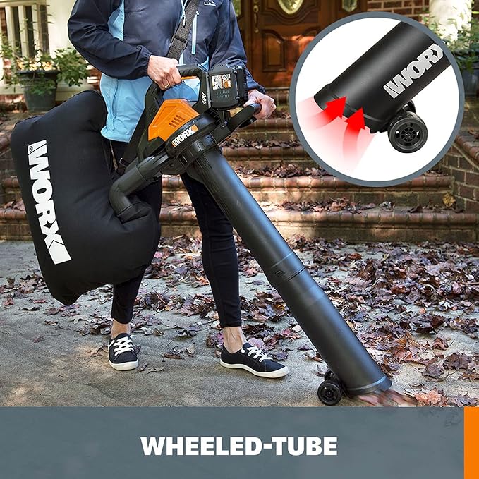 WORX WG583.9 40V Cordless Leaf Blower, 3 in 1 Blowers for Lawn Care with Vacuum & Mulcher, Electric Blower with Brushless Motor & 2 Speed Control, 2 Batteries & Charger Not Included