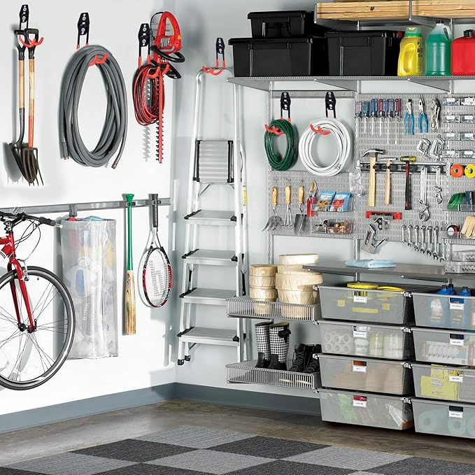 16 Pack Steel Wall Mount Garage Storage Hooks with Anti-Slip Coating, Heavy Duty, Hooks, for Hanging Bike, Ladder, Garden Tools
