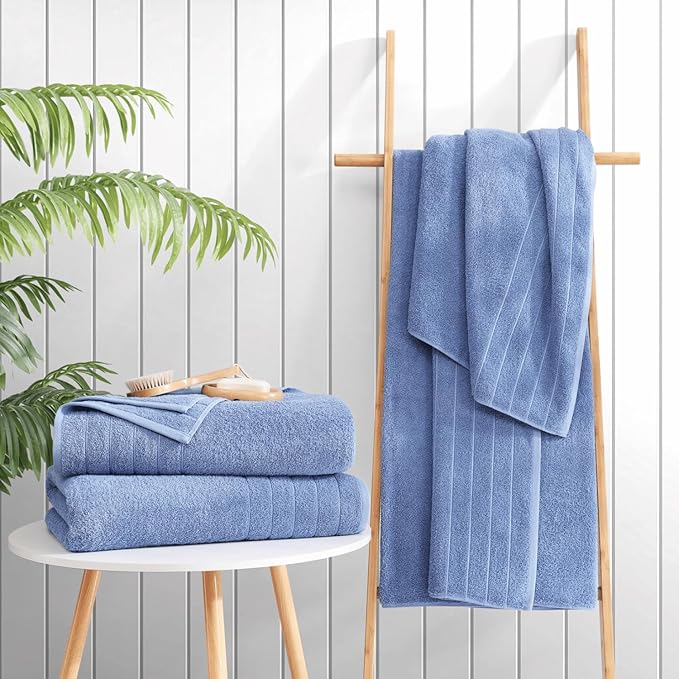 Casa Platino 2 Pack Bath Sheet Sets, 36"x72" Hotel Towels, 100% Cotton, Quick Dry, Soft - Cerulean Blue