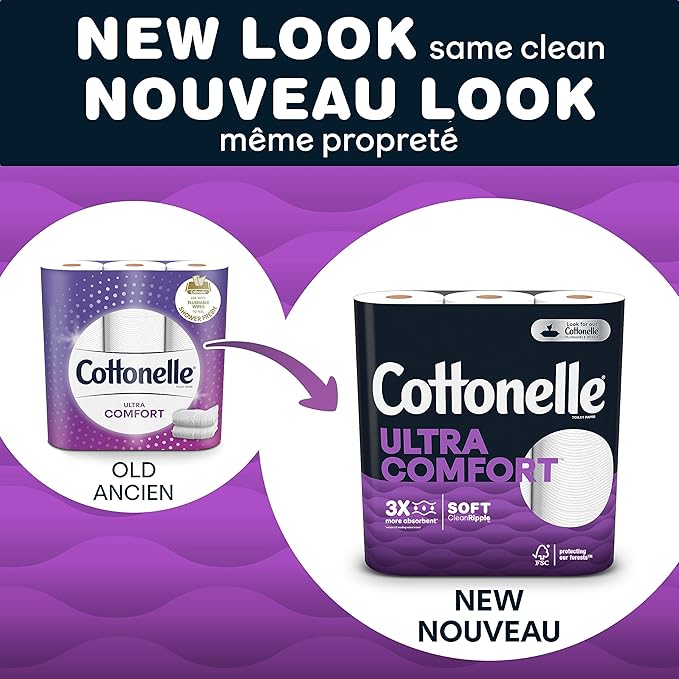 Cottonelle® UltraComfort Toilet Tissue, 3" x 3-7/8", White, 268 Sheets Per Roll, Pack Of 12 Rolls