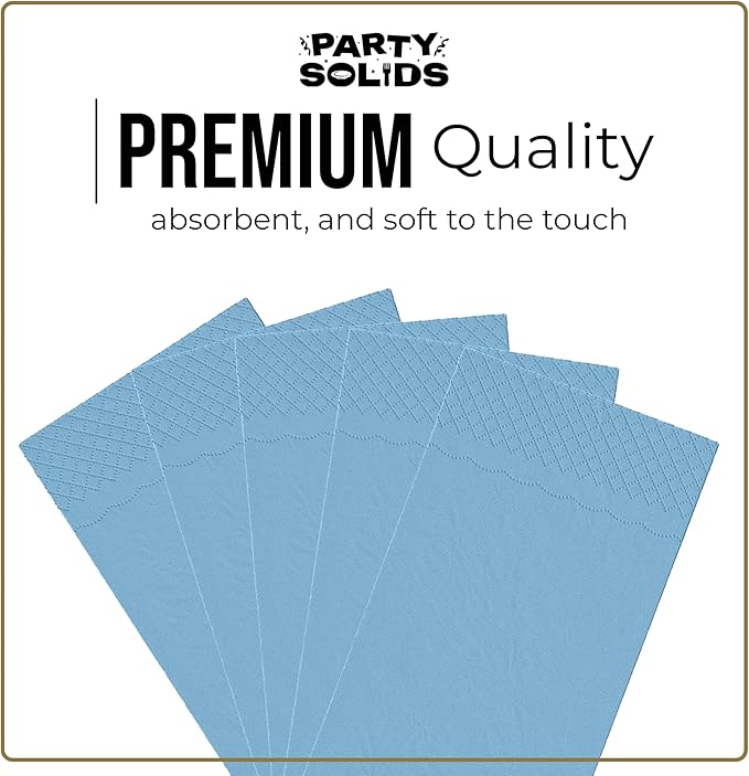 Light Blue Dinner Napkins Disposable 8" x 4" Folded - 40 Pcs 2 Ply Light Blue Napkins Disposable Paper Guest Towels for Bathrooms, Dinners, Everyday Parties & Party Supplies