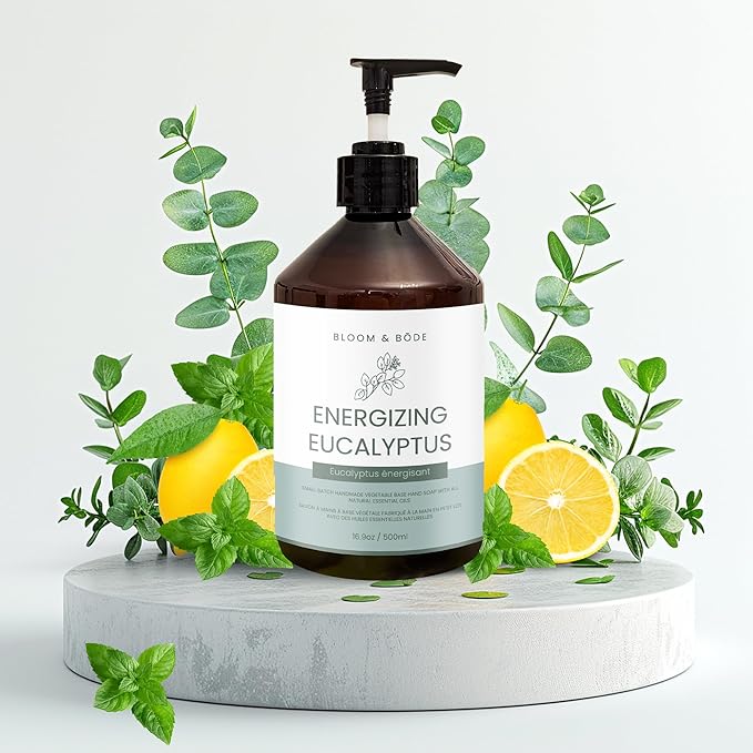 Luxury Liquid Hand Soap - Natural Scented Hand Wash - Gentle Hand Soap with Essential Oils & Aloe Vera - Moisturizing Handwash for Bathroom and Kitchen - Energizing Eucalyptus Scent, 16.9oz