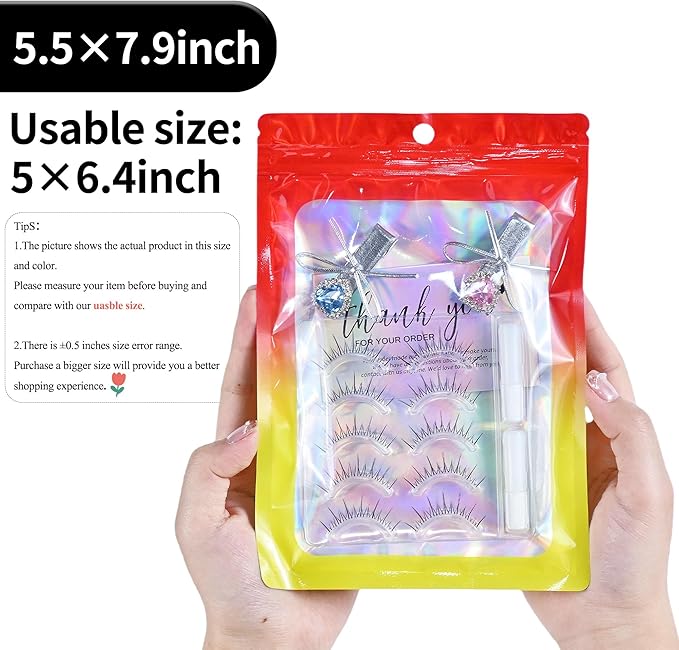 100 Pack Resealable Plastic Bags for Food Storage, Zipper Bags with Clear Front Window, Packaging Pouch for Small Business (Red & Yellow, 5.5x7.9 inch)