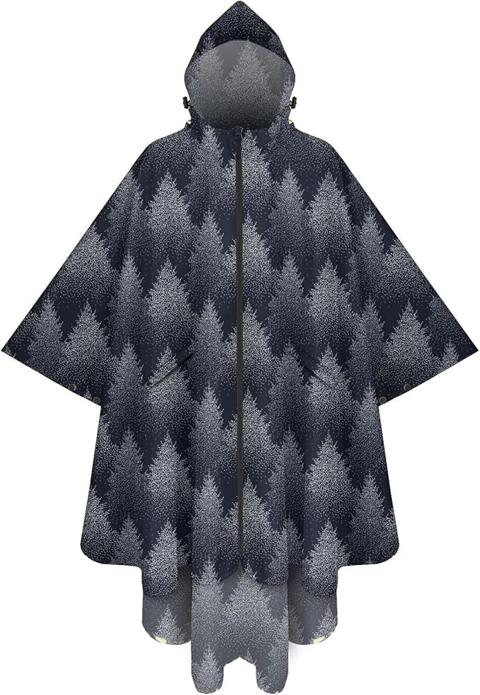 PTEROMY Hooded Rain Poncho for Adult with Pocket and Zipper, Waterproof Lightweight Raincoat for Men and Women