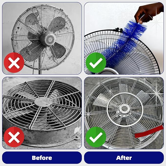 12PCS Fan Cleaner Kit, Cleaning Brush Set with Flexible Fan Blade Cleaner, Crevice Brushes, Duster & Sponges for Ceiling, Vent Blades - Home Appliance Cleaning Tools