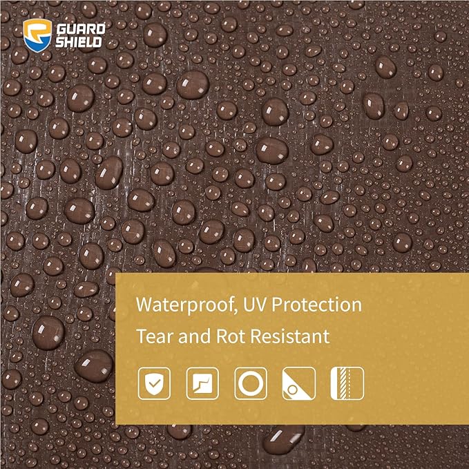 GUARD SHIELD Tarps Heavy Duty Waterproof 12x24 Feet Brown/Bright Silver Poly Tarp Cover Square Outdoor Thick UV Resistant Tarpaulin with Grommets 10mil