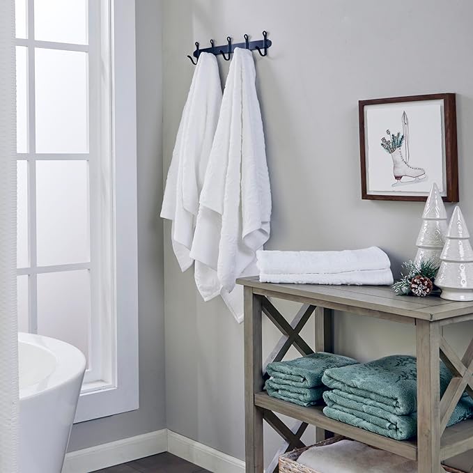 SKL Home Christmas/Winter/Gift Subtle Snowflakes Bath Towel, White