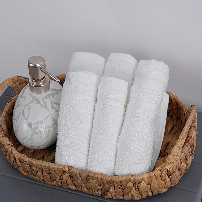 Tens Towels Pack of 12 Washcloths, 12 x 12 Inches, Lighter Weight, Quick to Dry, Super Soft & Absorbent, Gentle Face Towels, Hotel Quality, Perfect for Bathroom, Gym, Spa (White, 12 Pack)