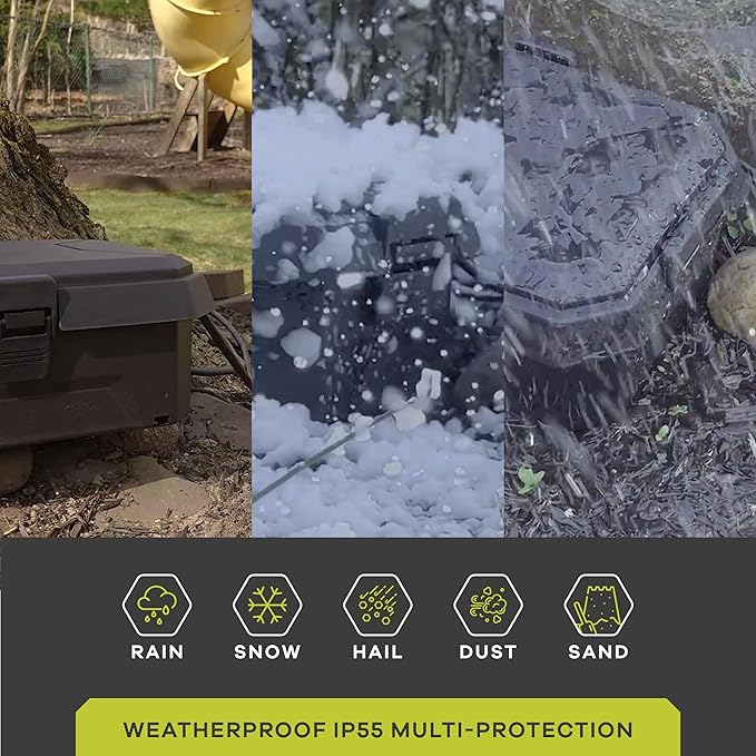 IP55 Outdoor Electrical Connection Box – Large Weatherproof Electrical Box for Extension Cords, Power Strip Enclosure, Outdoor Plug Protector w/Outlet Cover & 2 Padlocks for Christmas Lights