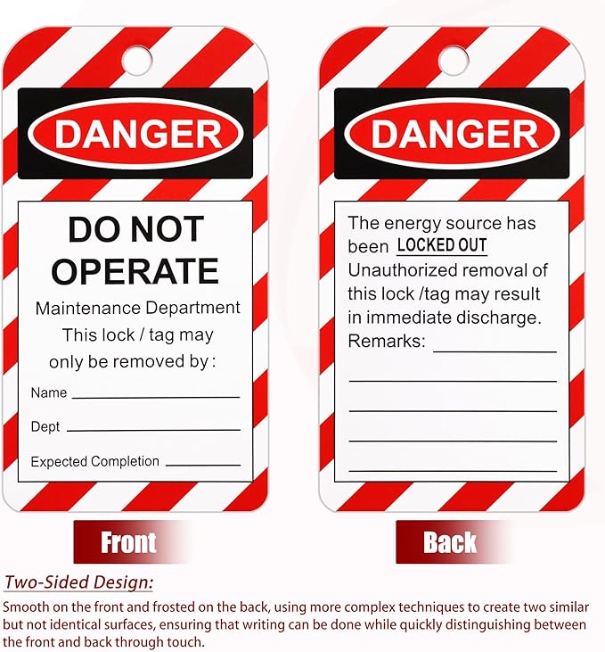 50 Lockout Tagout Tags with 50 Zip Ties OSHA Compliant Loto Tag, Out of Service & Do Not Operate Lock Out Tag Out Labels for Equipment Repair/Machine Safety