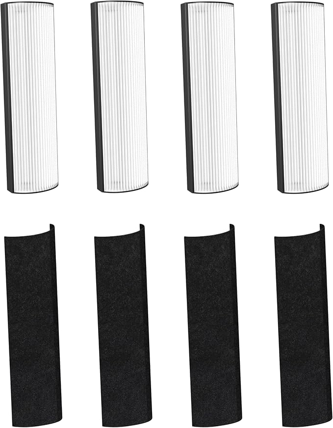 Nispira 2-in-1 True HEPA Replacement Filter PETWRFIL For Pure Enrichment PureZone Elite 4-IN-1 Tower Air Purifier PEAIRTWR (HEPA + 1-PreFilter, 4 PK)