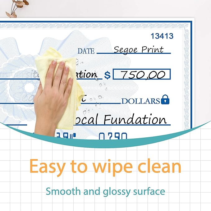 40x16 Inch Giant Check | Big Checks for Presentations | Double-Sided Oversized Checks | Waterproof Reusable Sign for Charity Events & Corporate Awards | Dry Erase Check