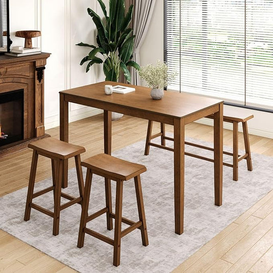 Sophia & William Dining Table Set for 4, Wooden Kitchen Table Set with Bench and 2 Chairs, Space-Saving Farmhouse Dining Sets,Rustic Caramel