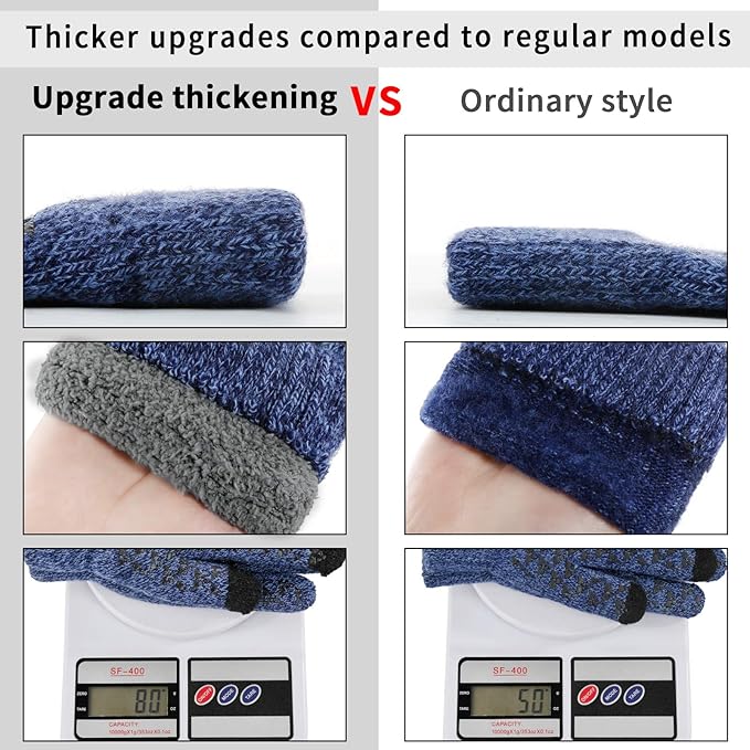 Achiou Winter Gloves for Men Women, Touch Screen Gloves, Upgraded Thicken Anti-Slip Silicone Gel, Thermal Soft Knit Lining