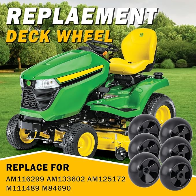 Lawn Mower Deck Wheels 6 Pack Deck Wheels with Full Accessories Kit Replace for John Deere AM116299 AM125172 AM133602 M111489 Replace for MTD 734-04039 753-04856 734-3058