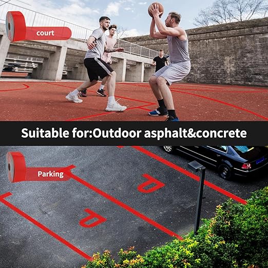 Reflective Pavement Marking Tape Slip-Resistant and Durable, Heavy-Duty Rubber Base for Outdoor Applications, Perfect for Driveways, Walkways, and Parking Areas (Red, 3 Inch X 36 Feet)