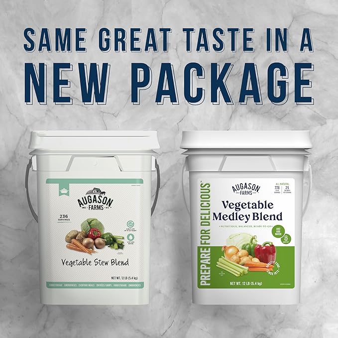 Augason Farms Vegetable Medley Blend 4-Gallon Pail, Certified Gluten Free, Emergency Food Supply, Everday Meals, 778 Servings