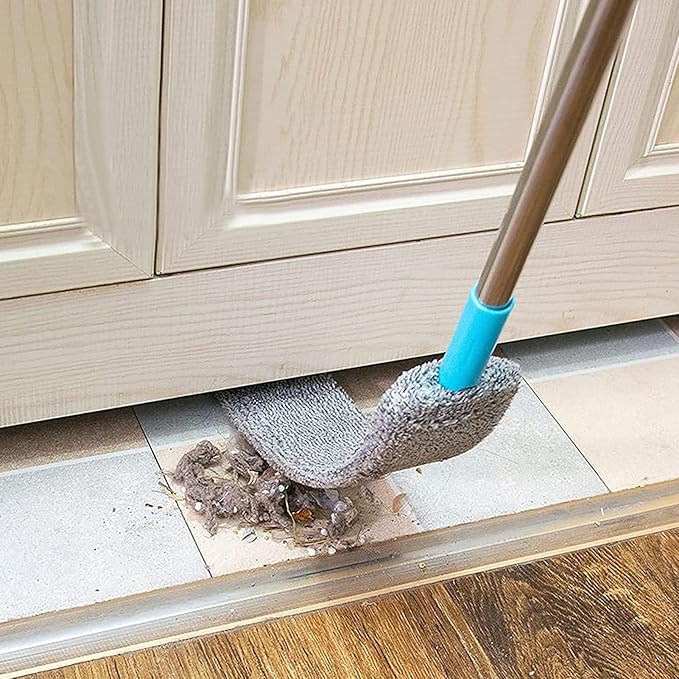 Under Fridge Cleaning Tool - Long Handle Flexible Dust Brush | Washable Microfiber Head, Extendable Reach Cleaning Wand, Narrow Space Debris Removal Implement | Hard to Reach Area Home Maintenance