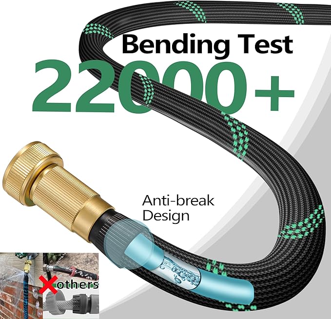 Garden Hose 200 ft-Heavy Duty Water Hoses - Flexible&Lightweight Car Washing Pipe with Strain Reliefs-Kink-free Rubber Hose with Sprayer Nozzle for Yard, Outdoor