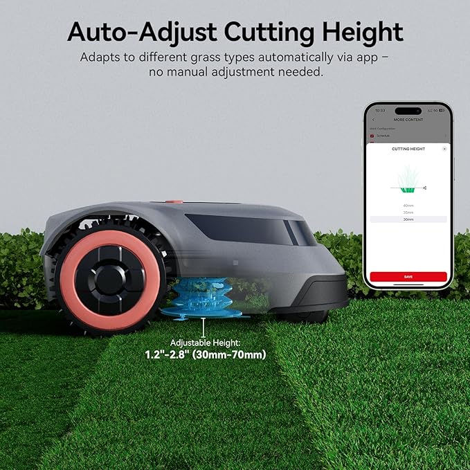 Redkey MGC1000 Robot Lawn Mower with 590ft Boundary Wires for 0.25 Acre (1/4 Acre), 45% Slope, 70Mins Runtime, Auto Recharge, Automatic Robotic Lawn Mower w/Precise Location & Breakpoint Detection