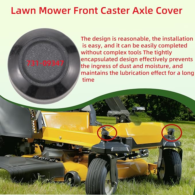 Replacement Lawn Mower Caster Wheel Yoke Grease Cap 731-09347 Fits Cub Cadet，Craftsman, Snapper, Murray, Troy-Bilt, Colombia, Sears Lawn Mower (Set of 4)