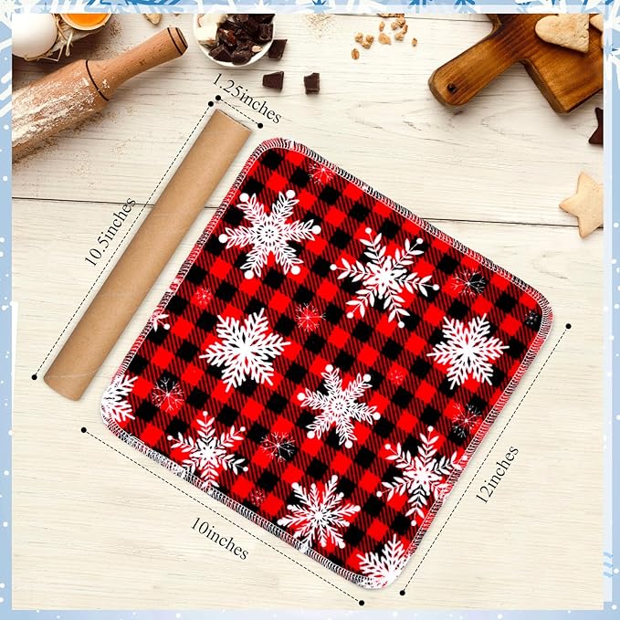Redbaker 50 Pcs Reusable Paper Towels Paperless Reusable Cotton Cloths Toilet Absorbent Washable Paper Towels with Roll Kitchen Dishcloth for Kitchen Paperless Dishcloths(Snowman)