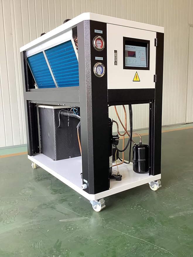 5HP Industrial Water Chiller, Air-Cooled Cold Water Machine with R407C Refrigerant, 60,736 BTU Cooling Capacity, 460V 3-Phase 60hz Precision Temperature Control, High Reliability
