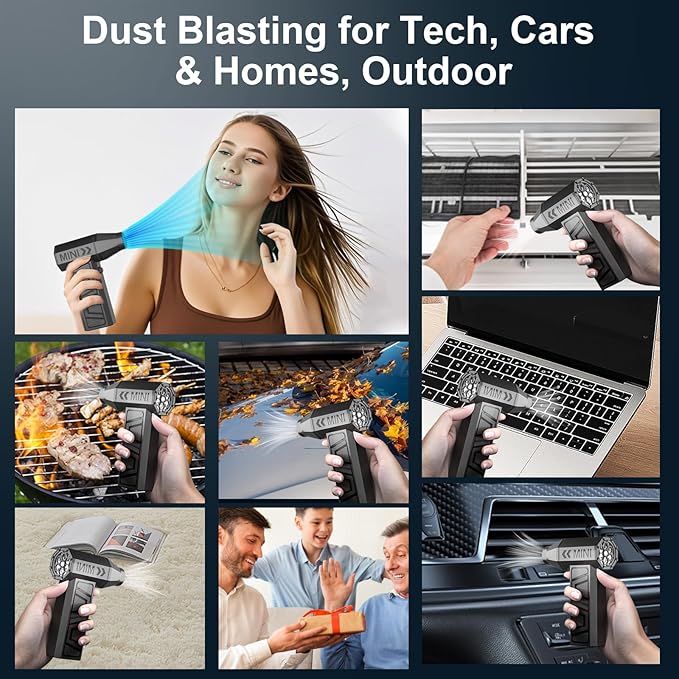 LEEPEE X3 Cordless Air Duster 130,000RPM High-Speed Mini Blower, 4-Gear Adjustable Power Turbo Jet Fan, Portable Dust Blower for Cleaning Electronics, Cars, Homes, and Outdoor Spaces