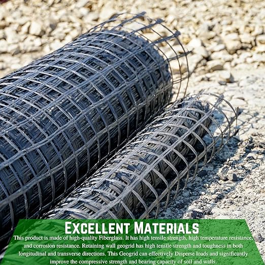 Farm Plastic Supply - Retaining Wall Geogrid - Driveway Stabilization Grids, Gravel Grid Walls Geocell Geogrid for Retaining Wall, Retaining Wall, StrataGrid (3' x 50')