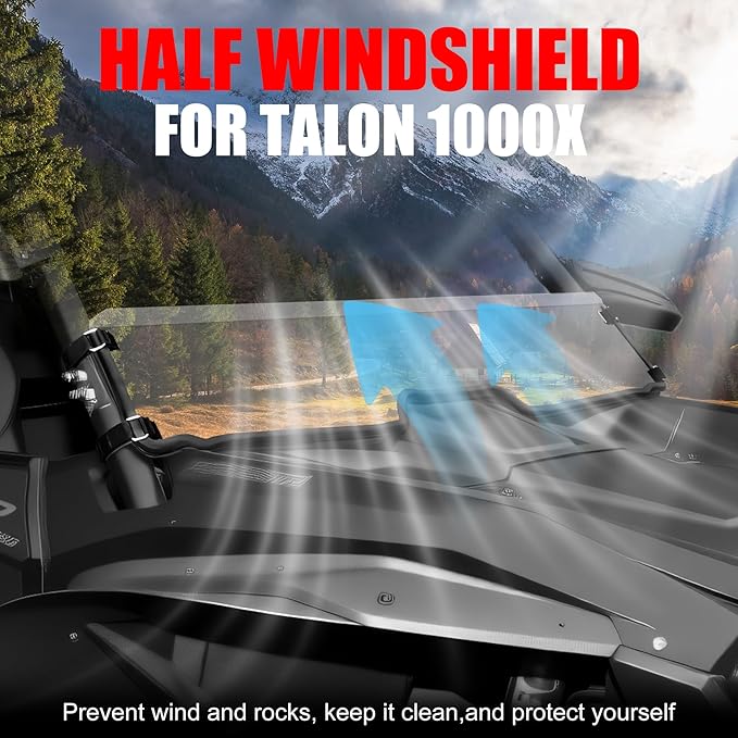 Clear Half Windshield for Honda Talon 1000, Scratch Resistant Hard-coated Poly Transparent Front 1/2 Half Windscreen for Honda Talon 1000R 1000X 1000X-4 2019-2024 Accessories