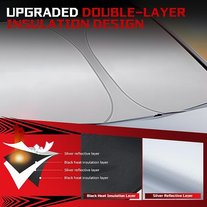 Windshield Sun Shade for 2020-2025 Toyota Corolla Hybrid Sedan(Not for Corolla Cross) Foldable Sun Sunshade for Car Front Window Automotive Interior Protector Custom Fit Accessories