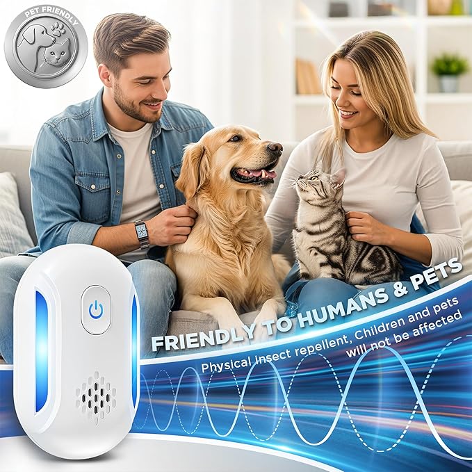 (2025 Upgraded) Ultrasonic Insect & Pest Indoor Repeller, Plug-in Control Device Electronic Repellent for Rodent, Mice, Rats, Roaches, Bugs, Ants, Spiders, Mosquitoes, 2 Mode Switching (6 Pack)